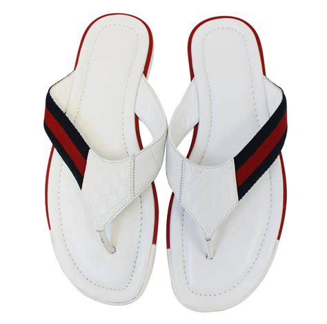 gucci flip flops white and red|Gucci platform flip flops.